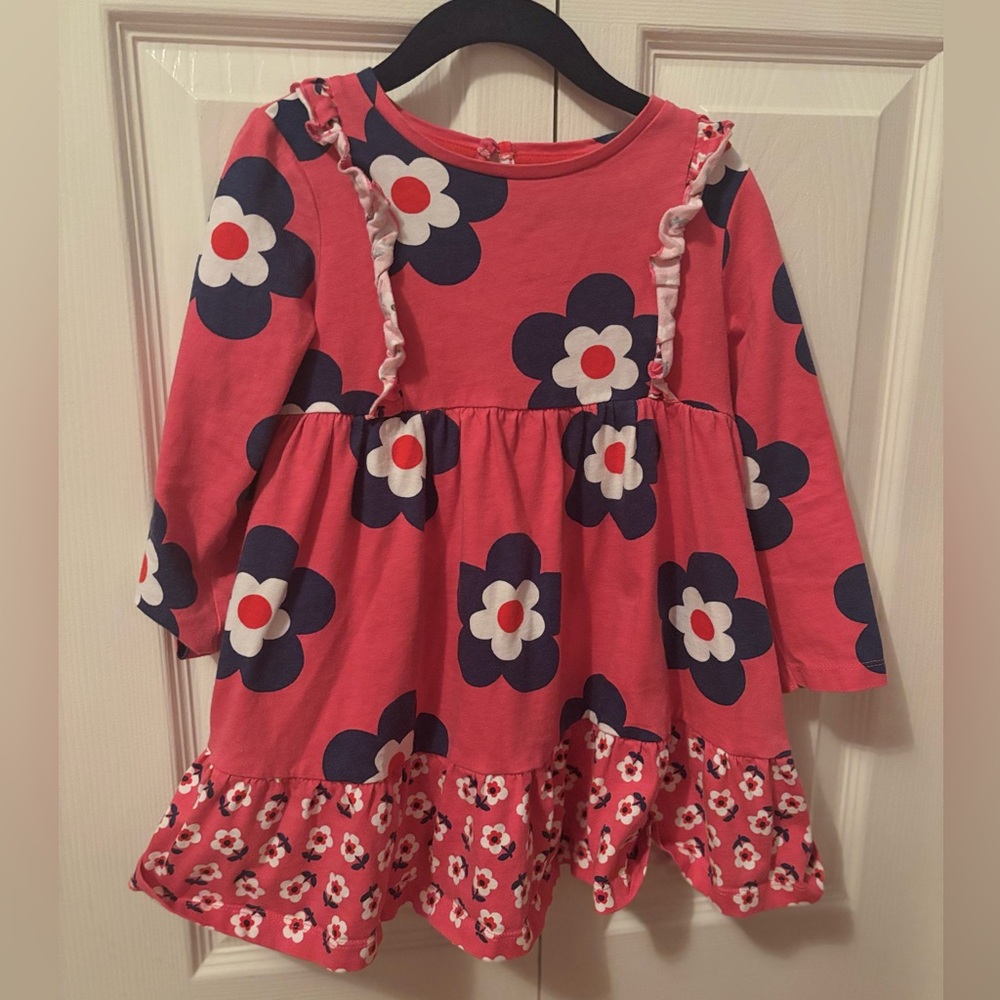 Mini Boden floral magenta cotton floral dress size 3-4yrs